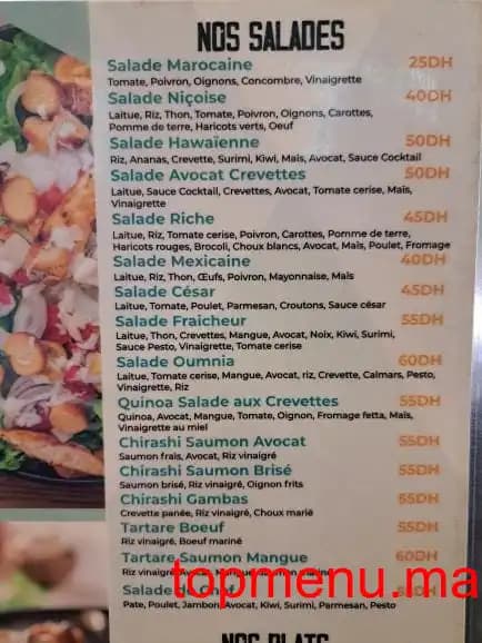 Restaurant Oumnia menu page 2 Oumnia menu page 2