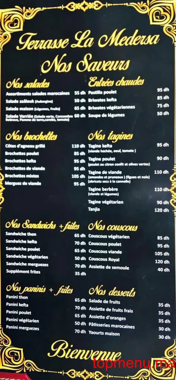 مطعم Terrasse La Medersa قائمة الطعام page 2 Terrasse La Medersa قائمة الطعام page 2