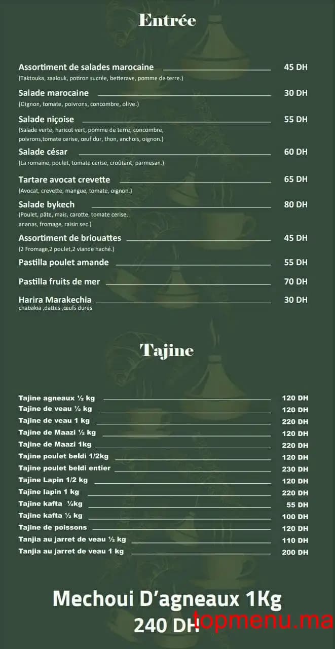 Restaurant Restaurant By Kech menu page 2 Restaurant By Kech menu page 2