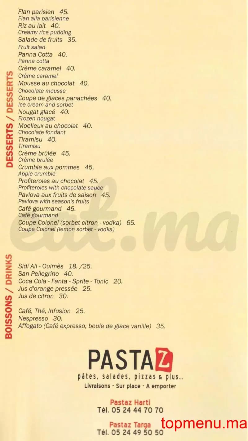 Restaurant Le Catanzaro menu page 4 Le Catanzaro menu page 4