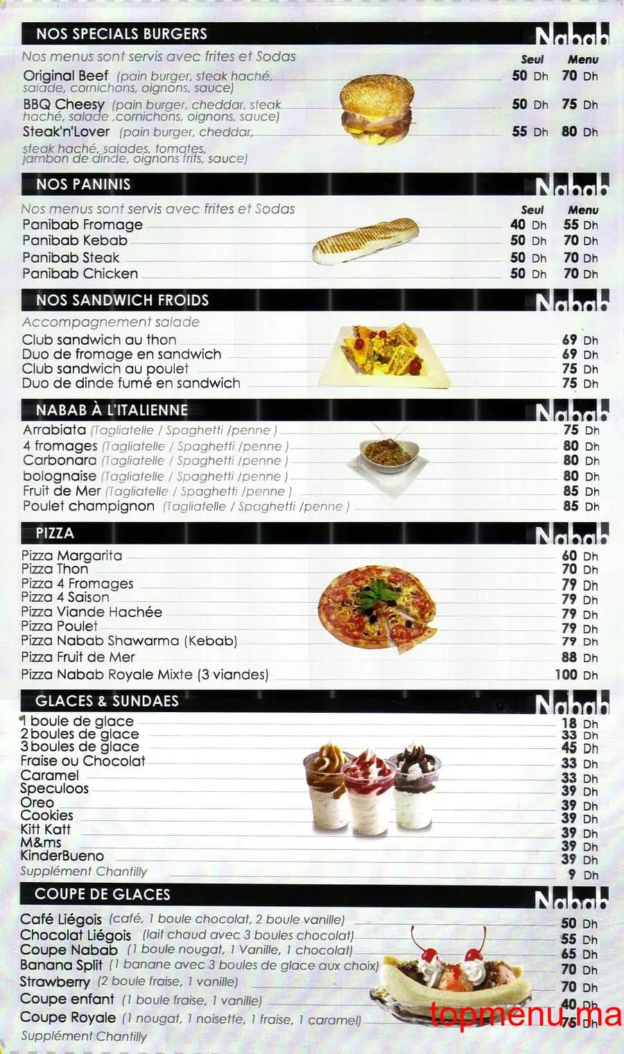 Restaurant Nabab Lounge menu page 1 Nabab Lounge menu page 1