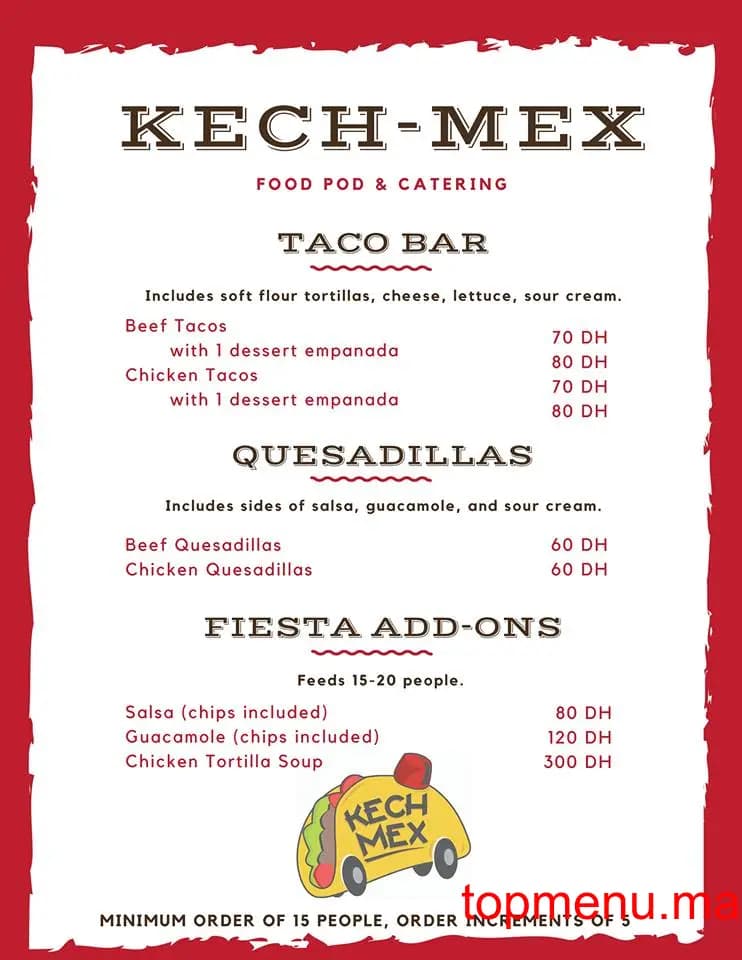 Restaurant KechMex menu page 1 KechMex menu page 1