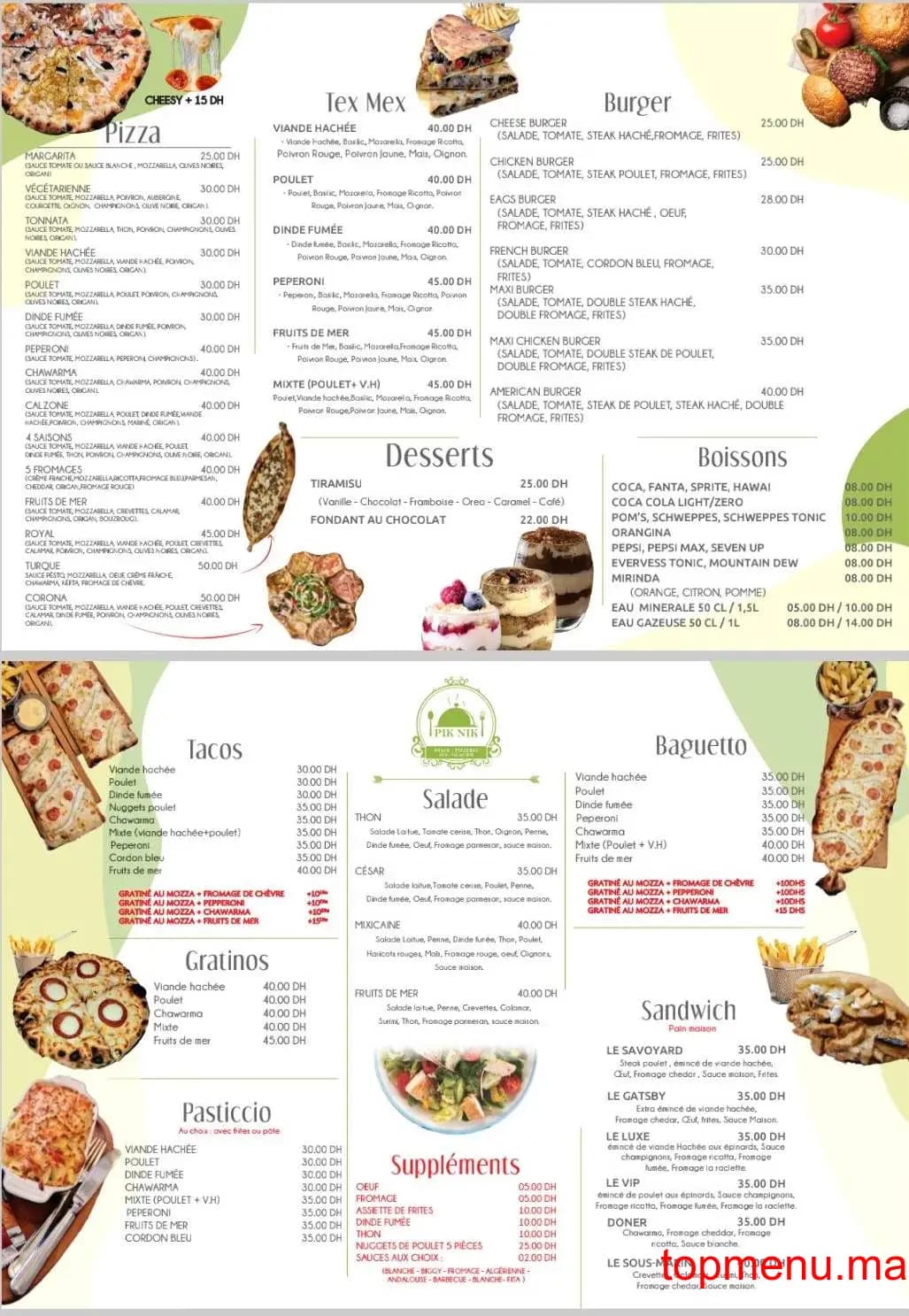 Restaurant PikNik Food menu page 1 PikNik Food menu page 1