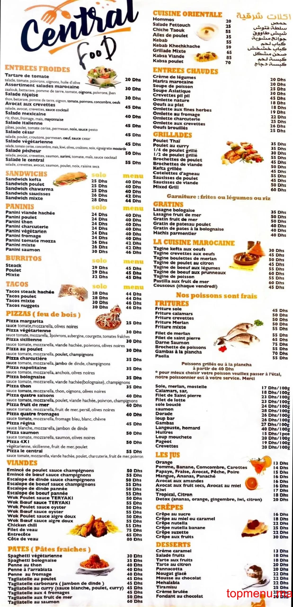 Restaurant Central Food menu page 1 Central Food menu page 1