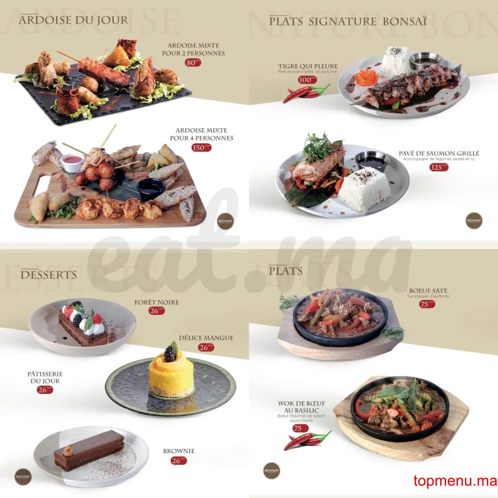 Restaurant Bonsaï menu page 8 Bonsaï menu page 8