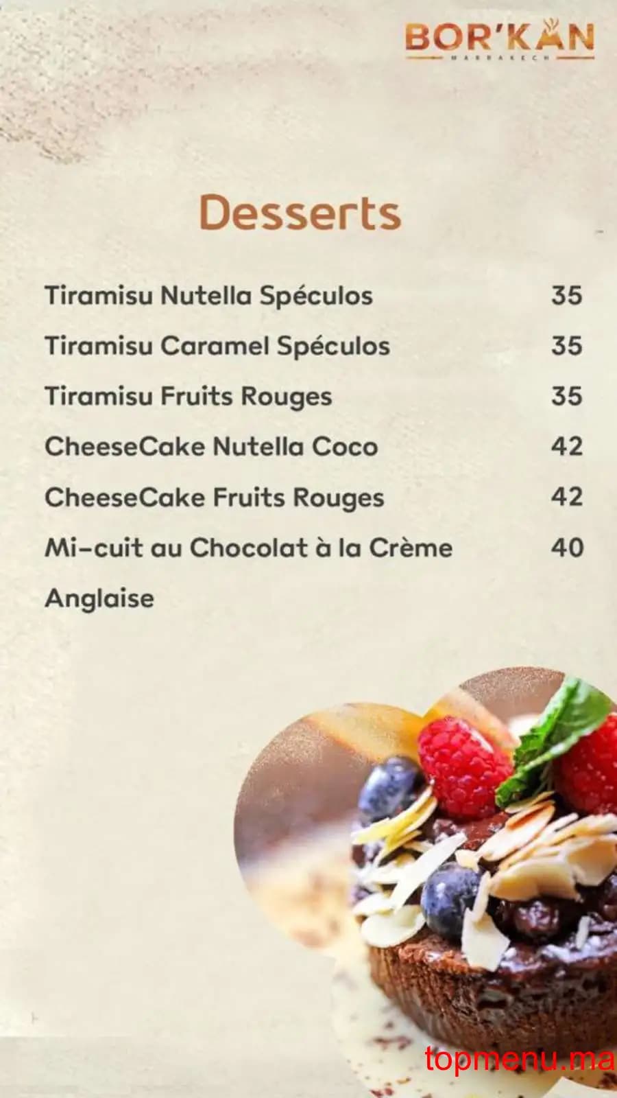 Restaurant Bor’kan menu page 9 Bor’kan menu page 9