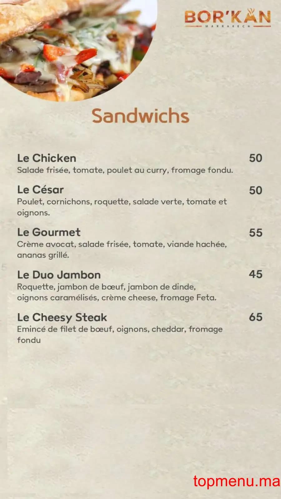 Restaurant Bor’kan menu page 6 Bor’kan menu page 6