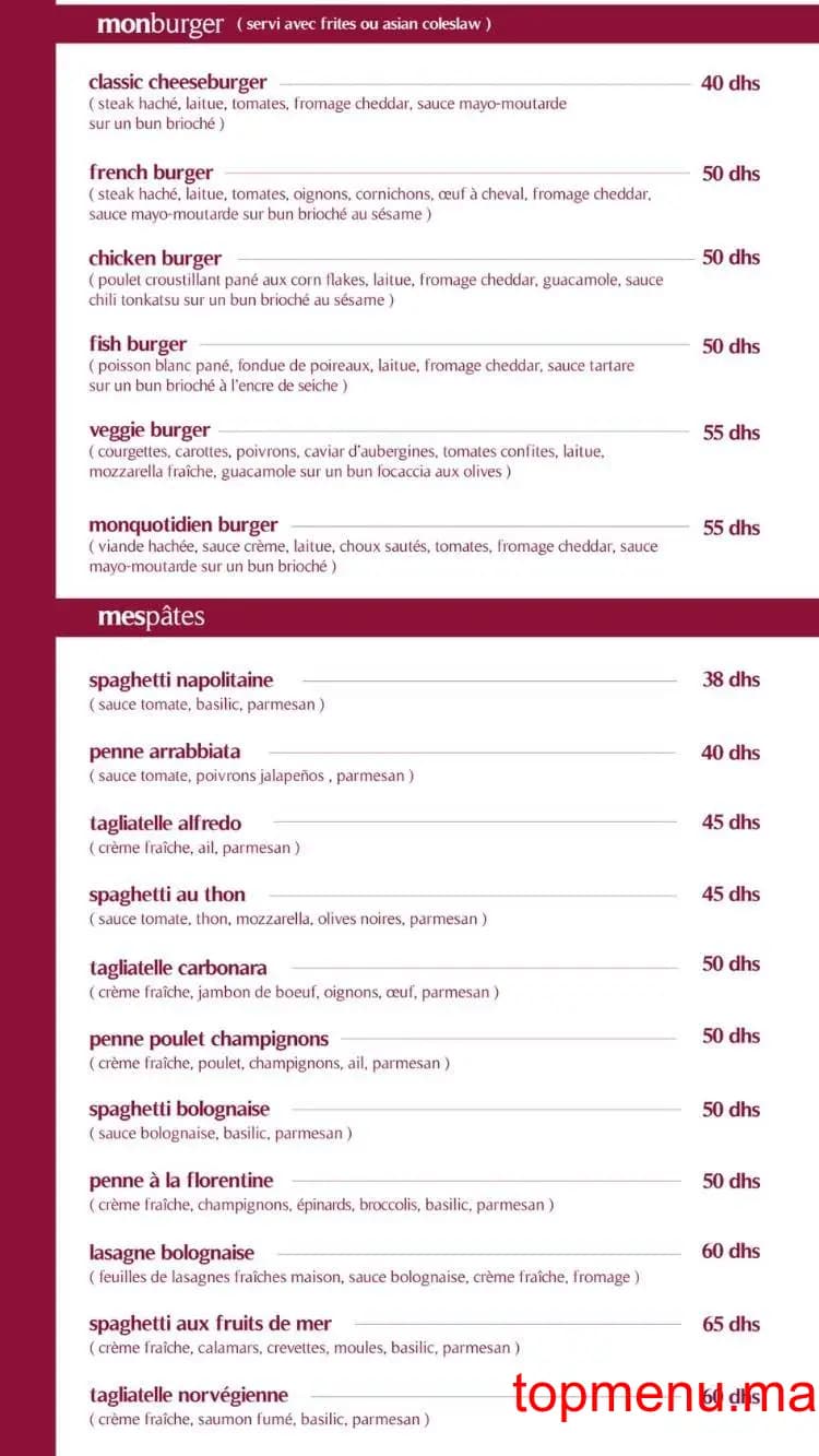 Restaurant mon quotidien Massira menu page 7 mon quotidien Massira menu page 7