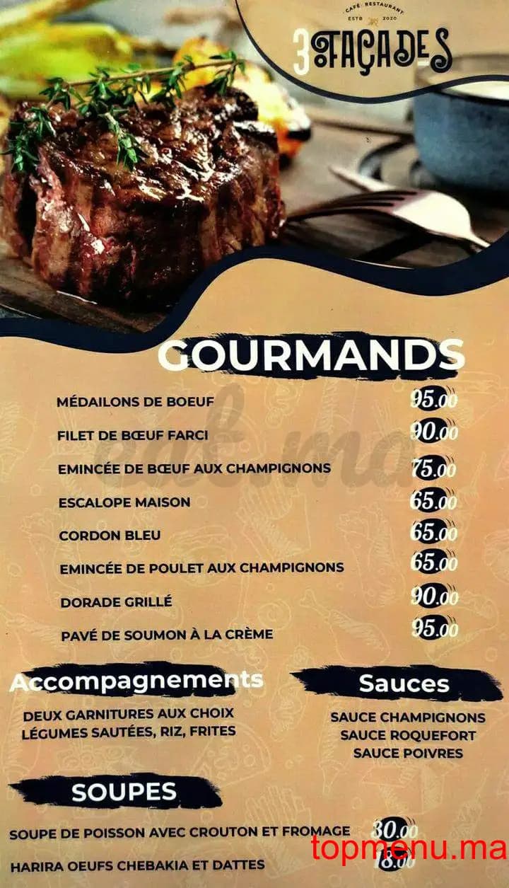 Restaurant 3 Façades menu page 8 3 Façades menu page 8