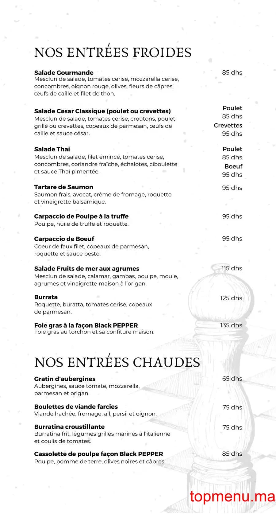 Restaurant Black Pepper menu page 1 Black Pepper menu page 1