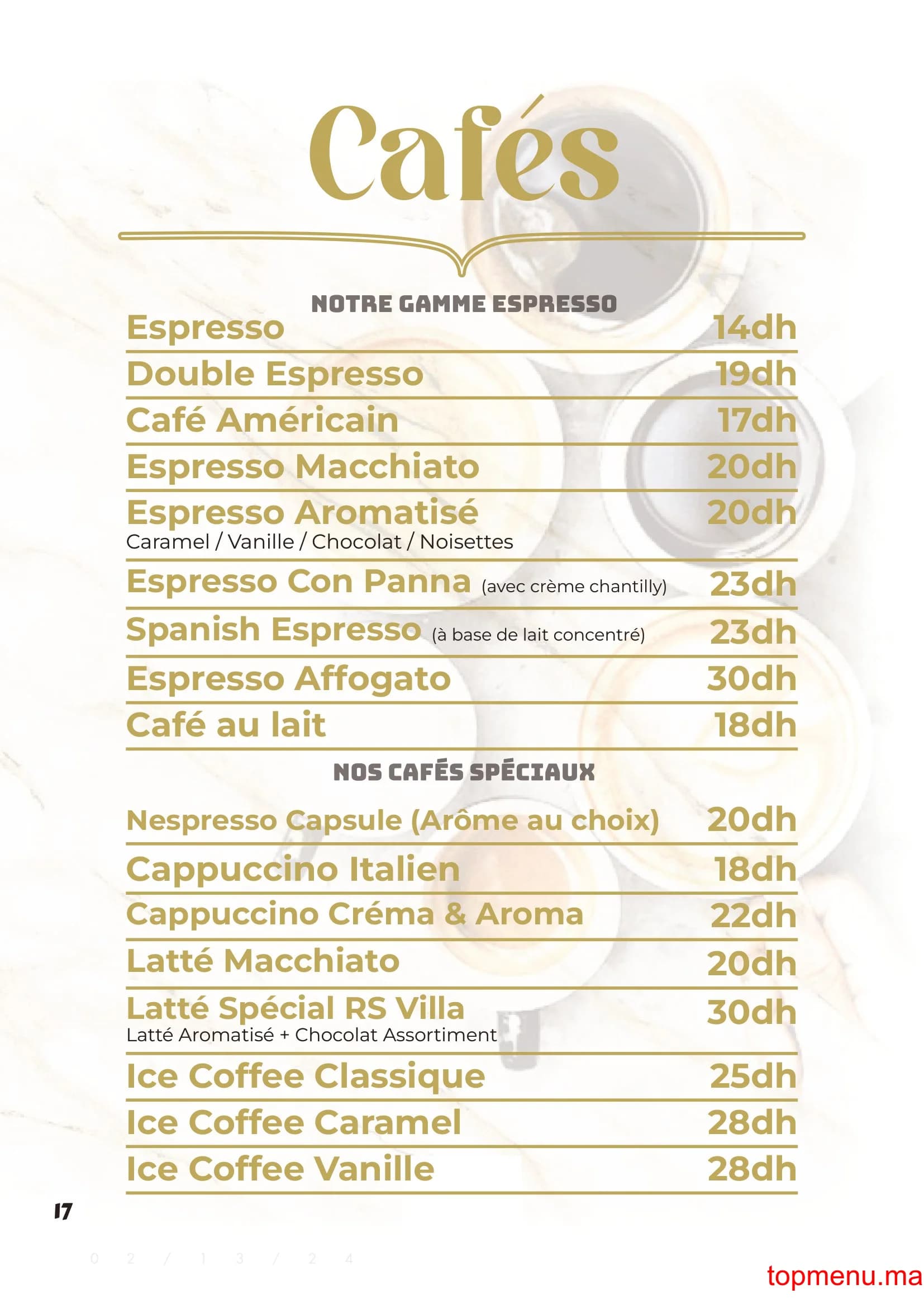 Restaurant RS Villa – Café Restaurant menu page 17 RS Villa – Café Restaurant menu page 17