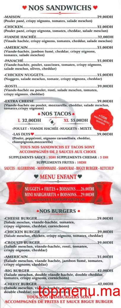 Restaurant L’AS D-LYS menu page 1 L’AS D-LYS menu page 1