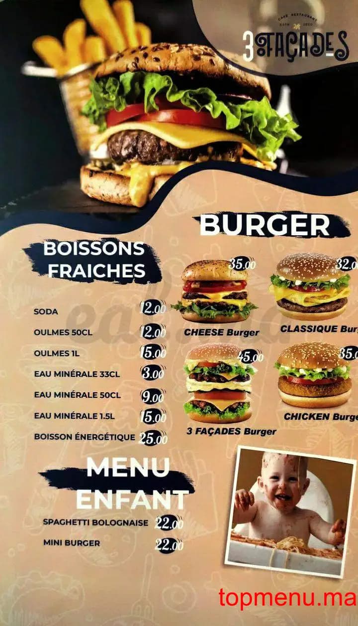 Restaurant 3 Façades menu page 3 3 Façades menu page 3