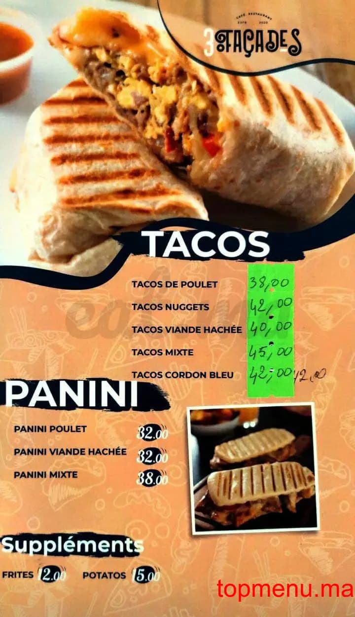 Restaurant 3 Façades menu page 5 3 Façades menu page 5