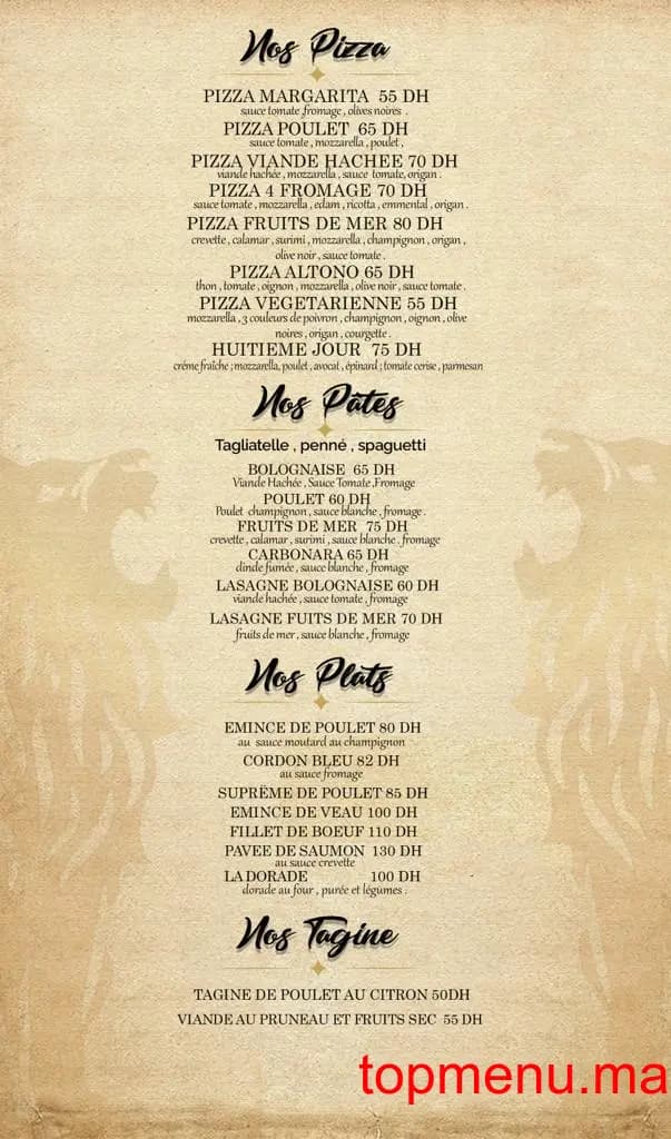 Restaurant Huitième Jour menu page 3 Huitième Jour menu page 3