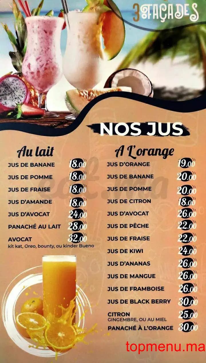 Restaurant 3 Façades menu page 2 3 Façades menu page 2