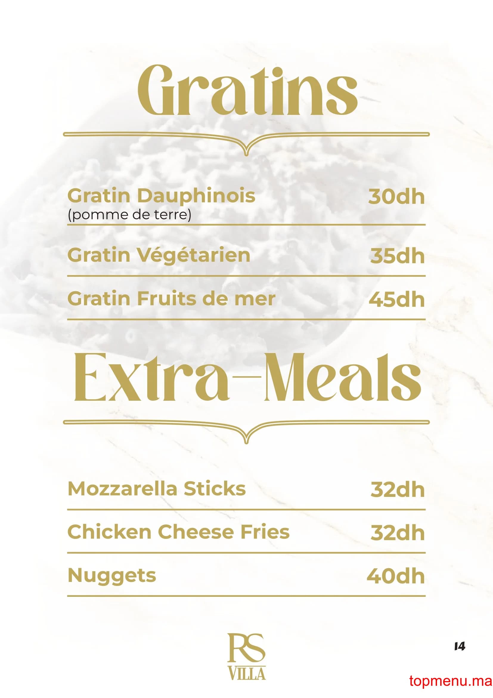 Restaurant RS Villa – Café Restaurant menu page 14 RS Villa – Café Restaurant menu page 14