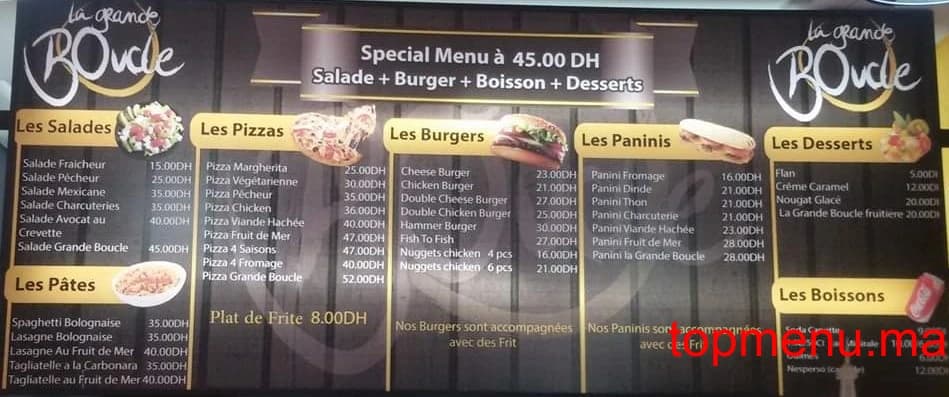 Restaurant La Grande Boucle menu page 1 La Grande Boucle menu page 1
