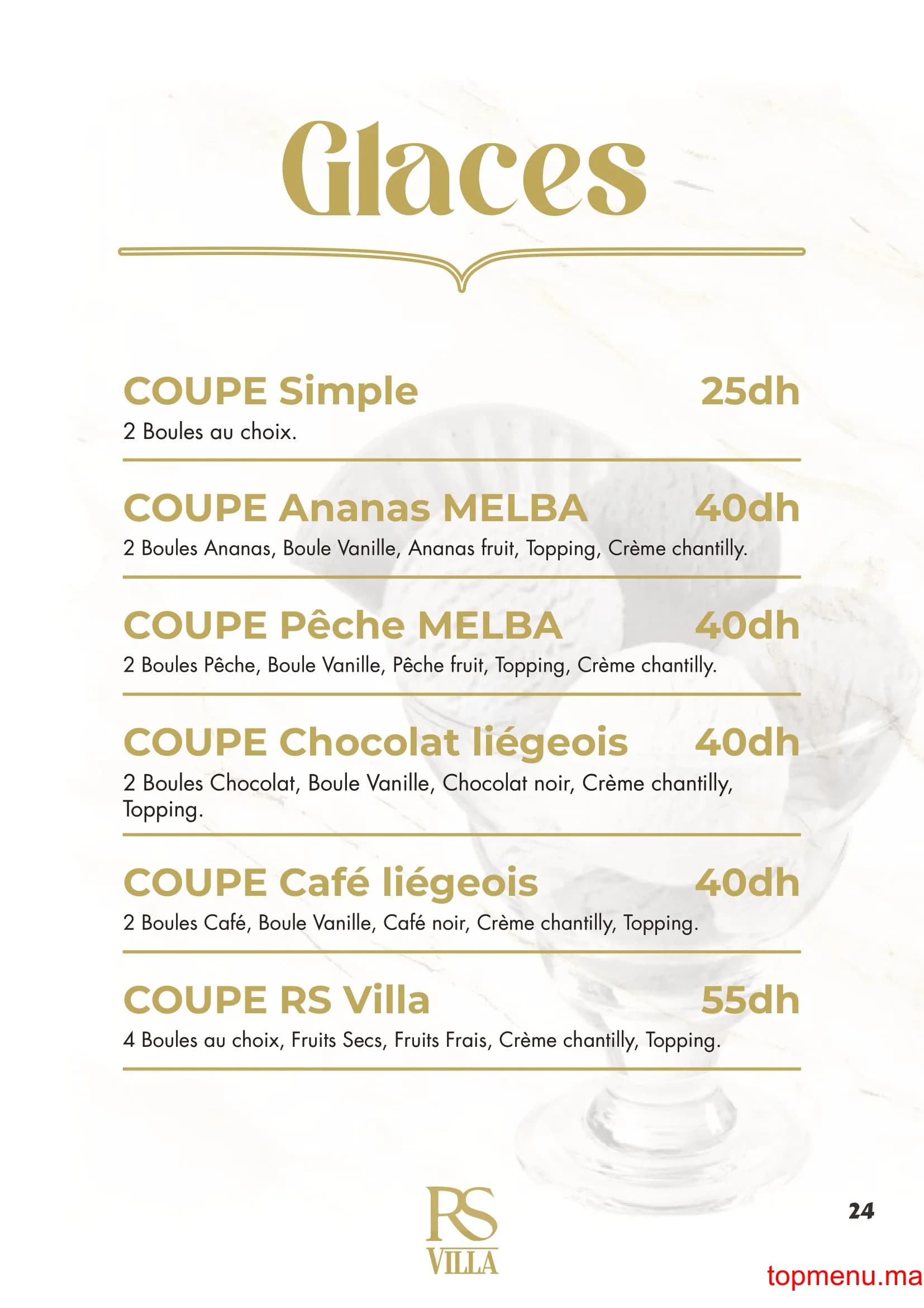 Restaurant RS Villa – Café Restaurant menu page 24 RS Villa – Café Restaurant menu page 24