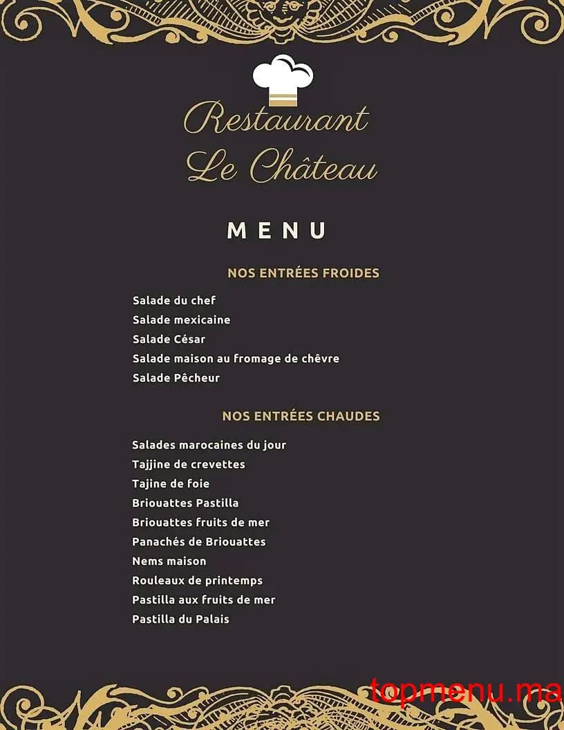 Restaurant Le Château menu page 1 Le Château menu page 1