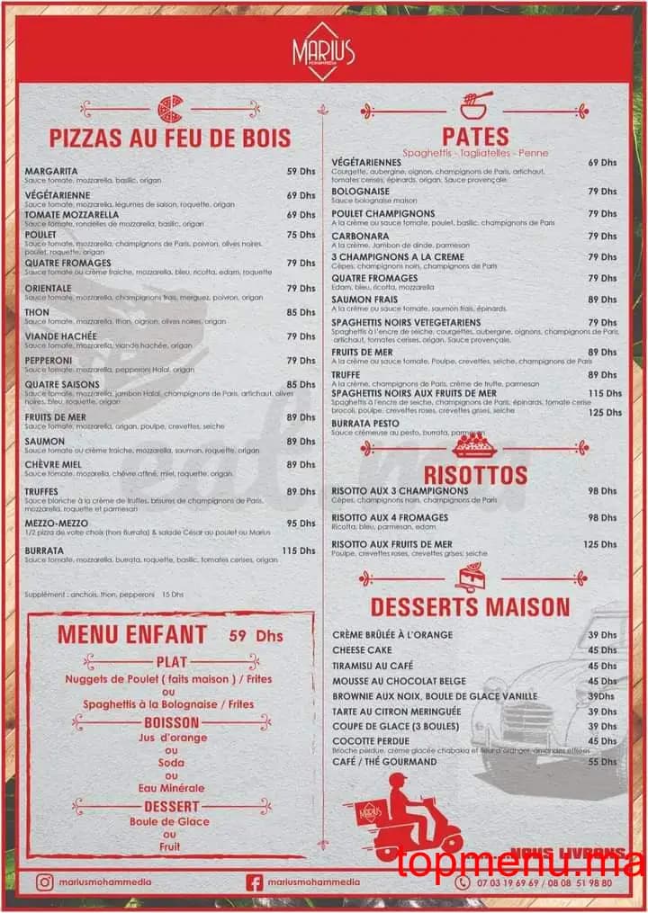 Restaurant Marius menu page 2 Marius menu page 2