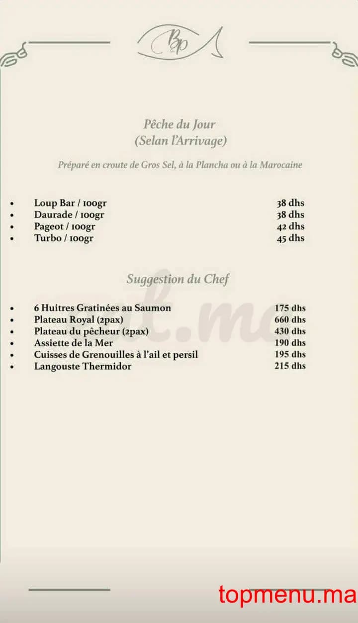 Restaurant Bistrot du parc menu page 4 Bistrot du parc menu page 4