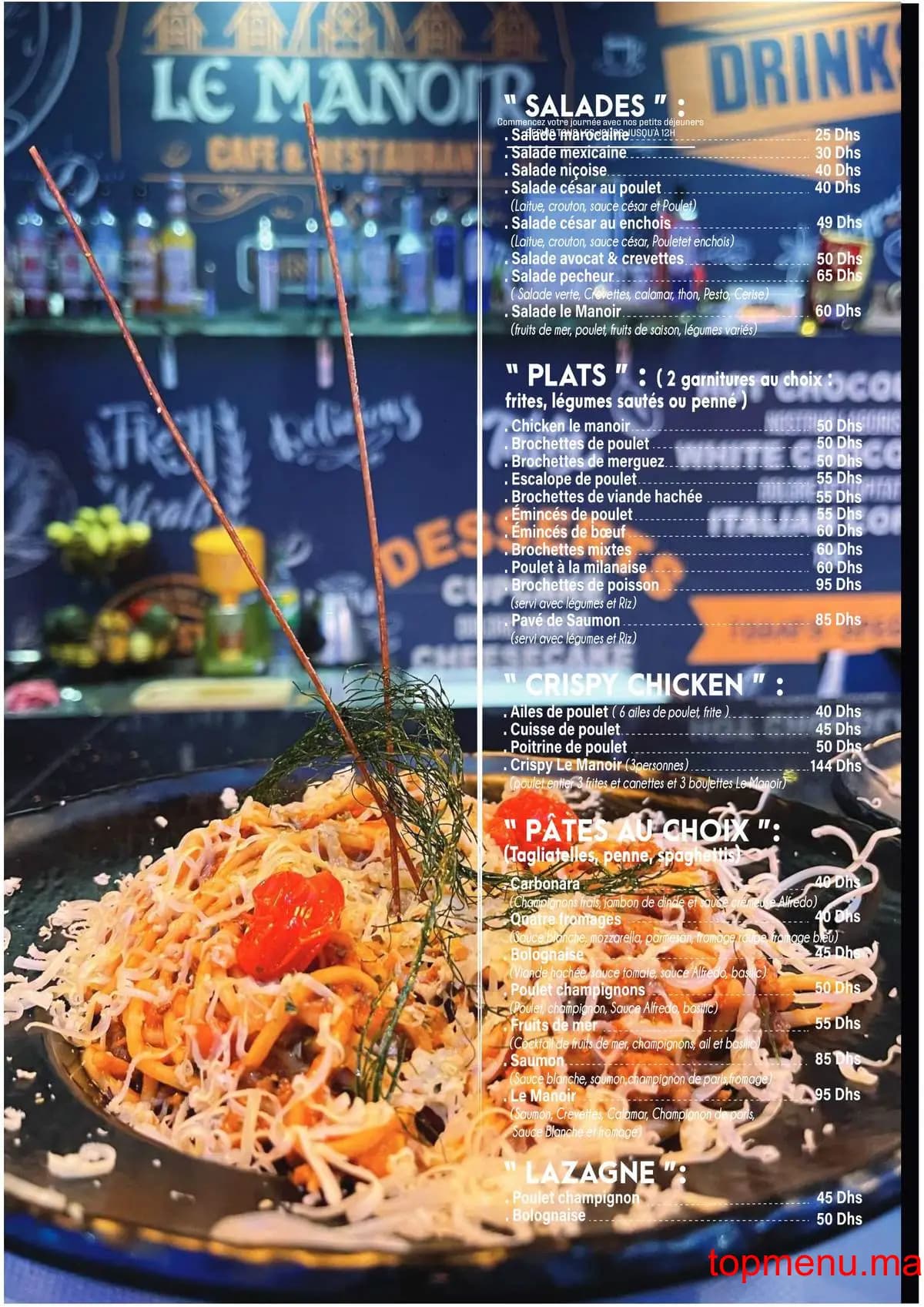Restaurant Le Manoir menu page 5 Le Manoir menu page 5