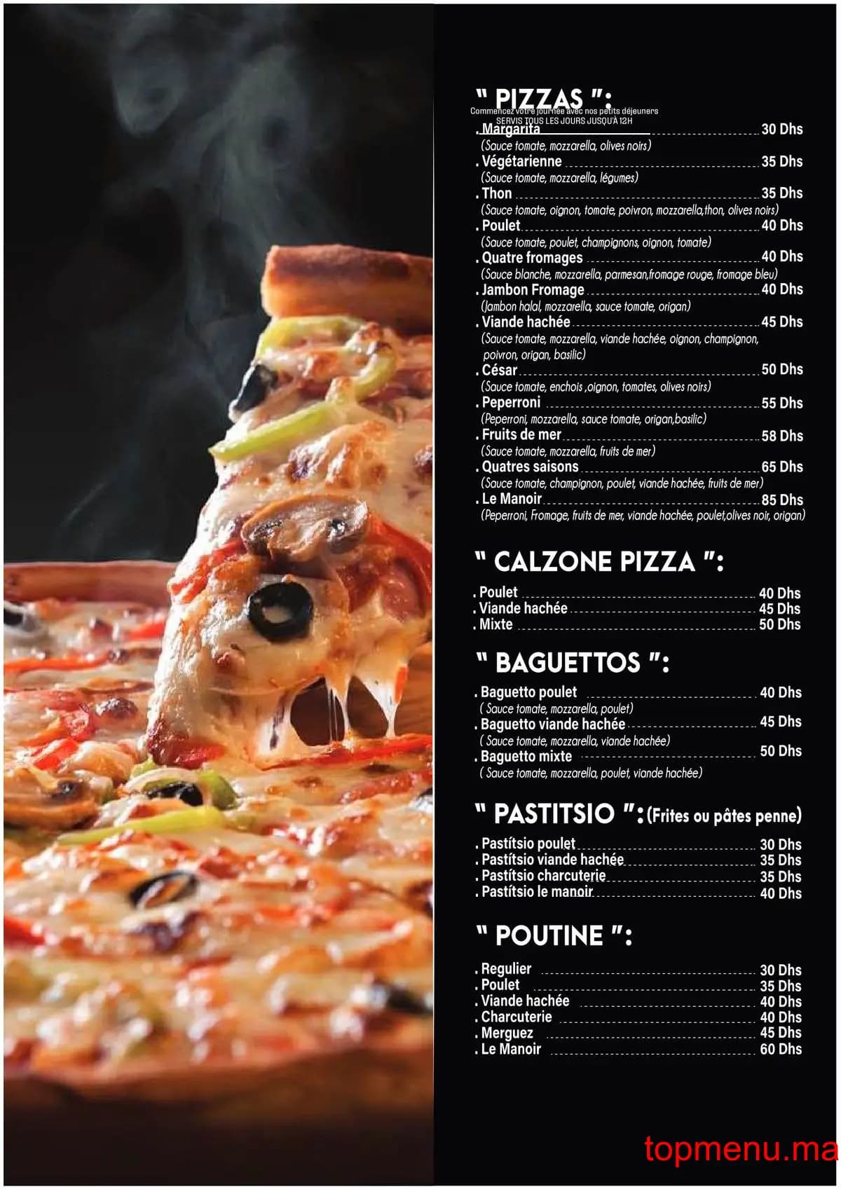 Restaurant Le Manoir menu page 4 Le Manoir menu page 4