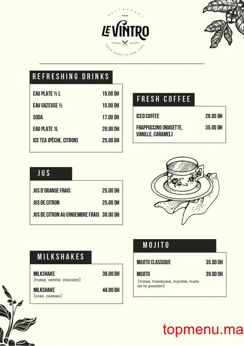 Restaurant Le vintro menu page 5 Le vintro menu page 5