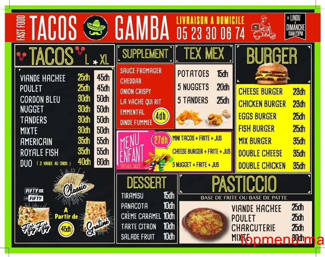 Restaurant Tacos Gamba menu page 2 Tacos Gamba menu page 2
