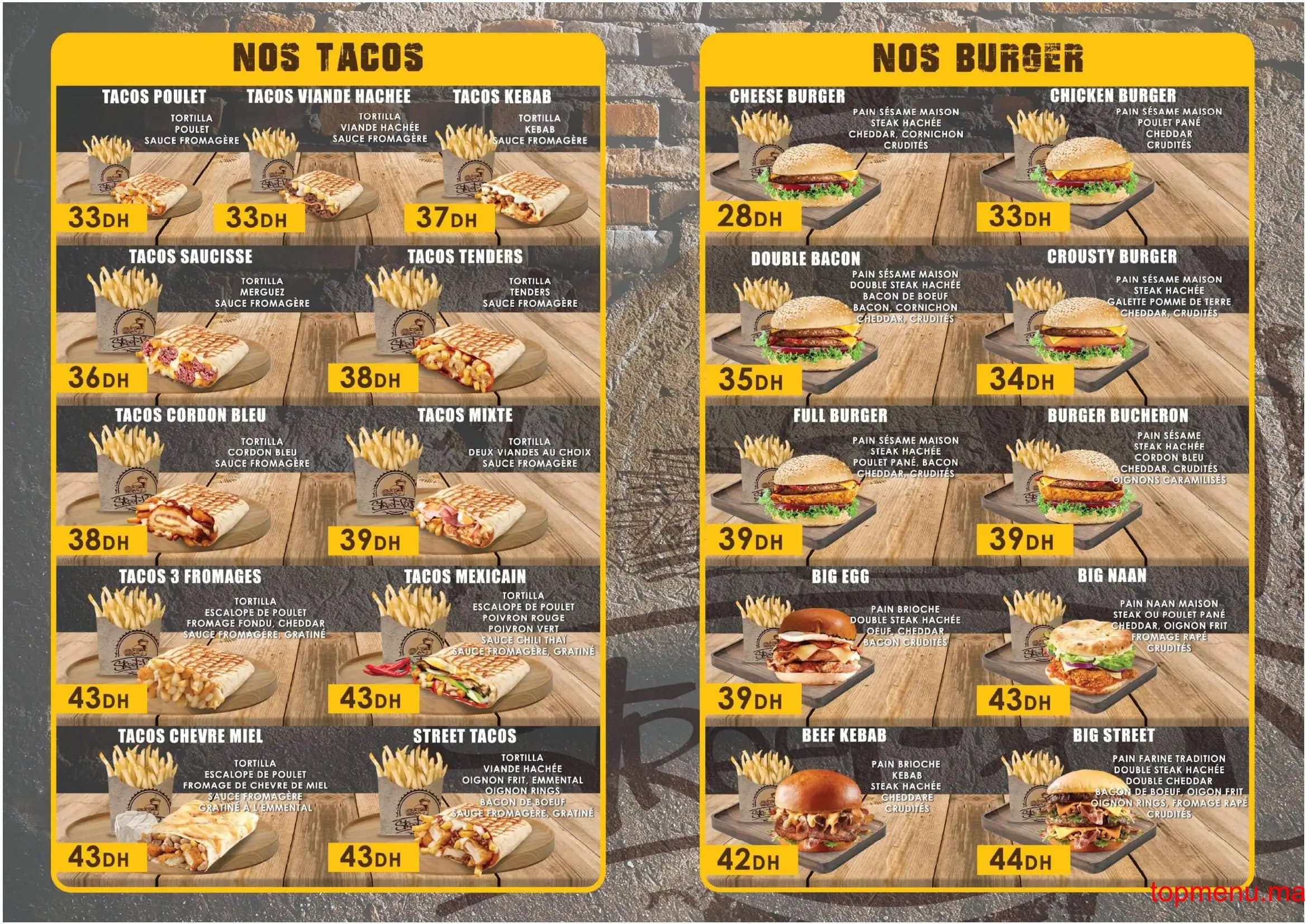 Restaurant Street Food menu page 2 Street Food menu page 2