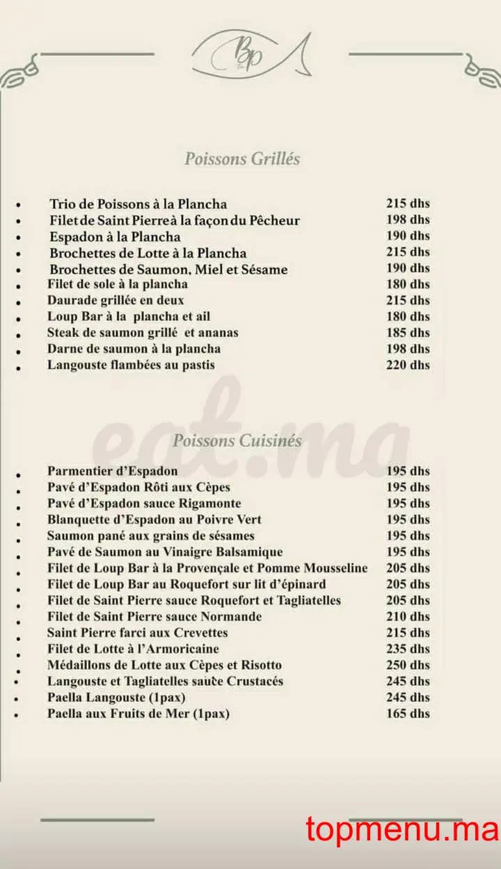 Restaurant Bistrot du parc menu page 6 Bistrot du parc menu page 6