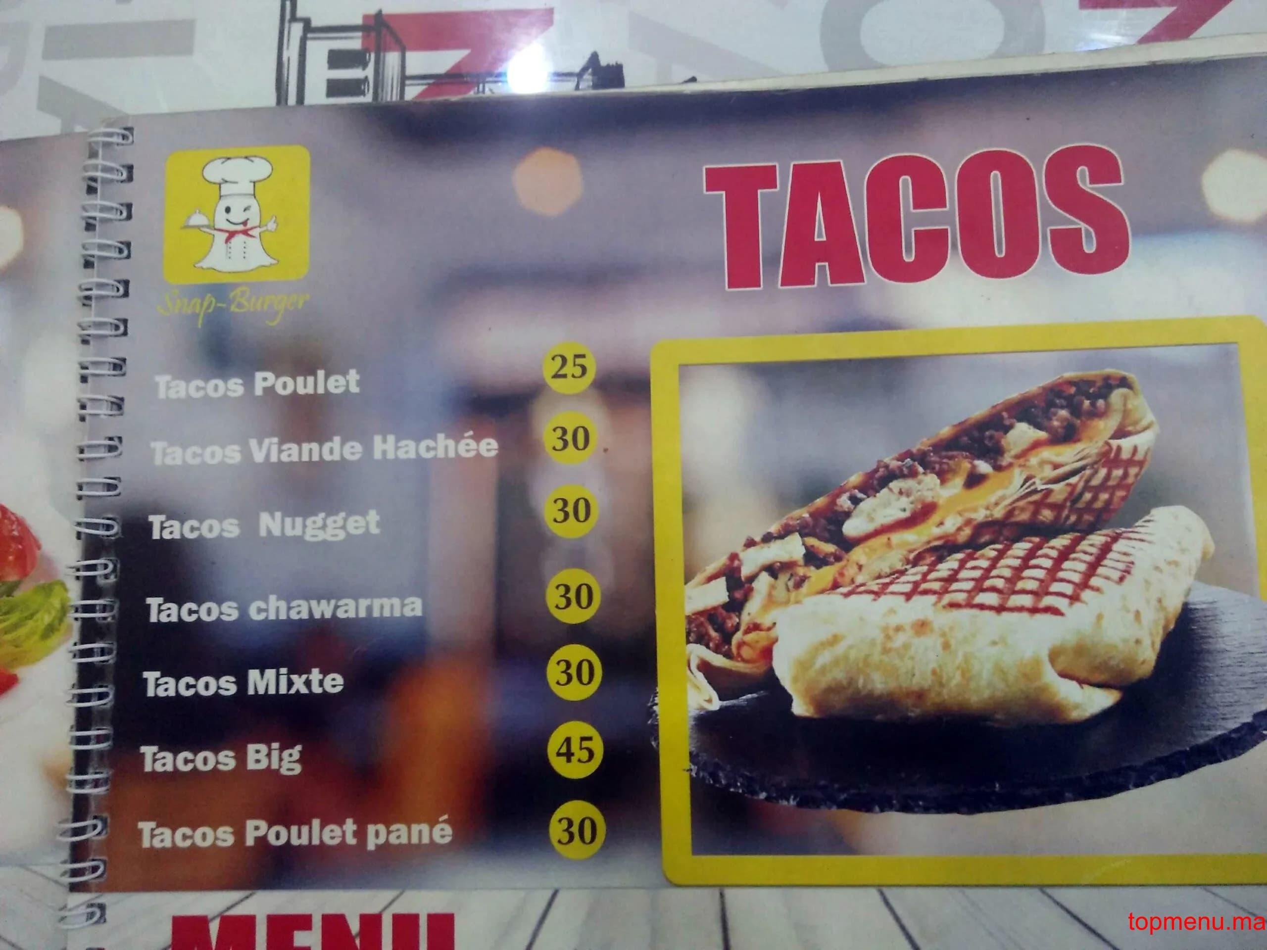 مطعم Snap Burger قائمة الطعام page 2 Snap Burger قائمة الطعام page 2