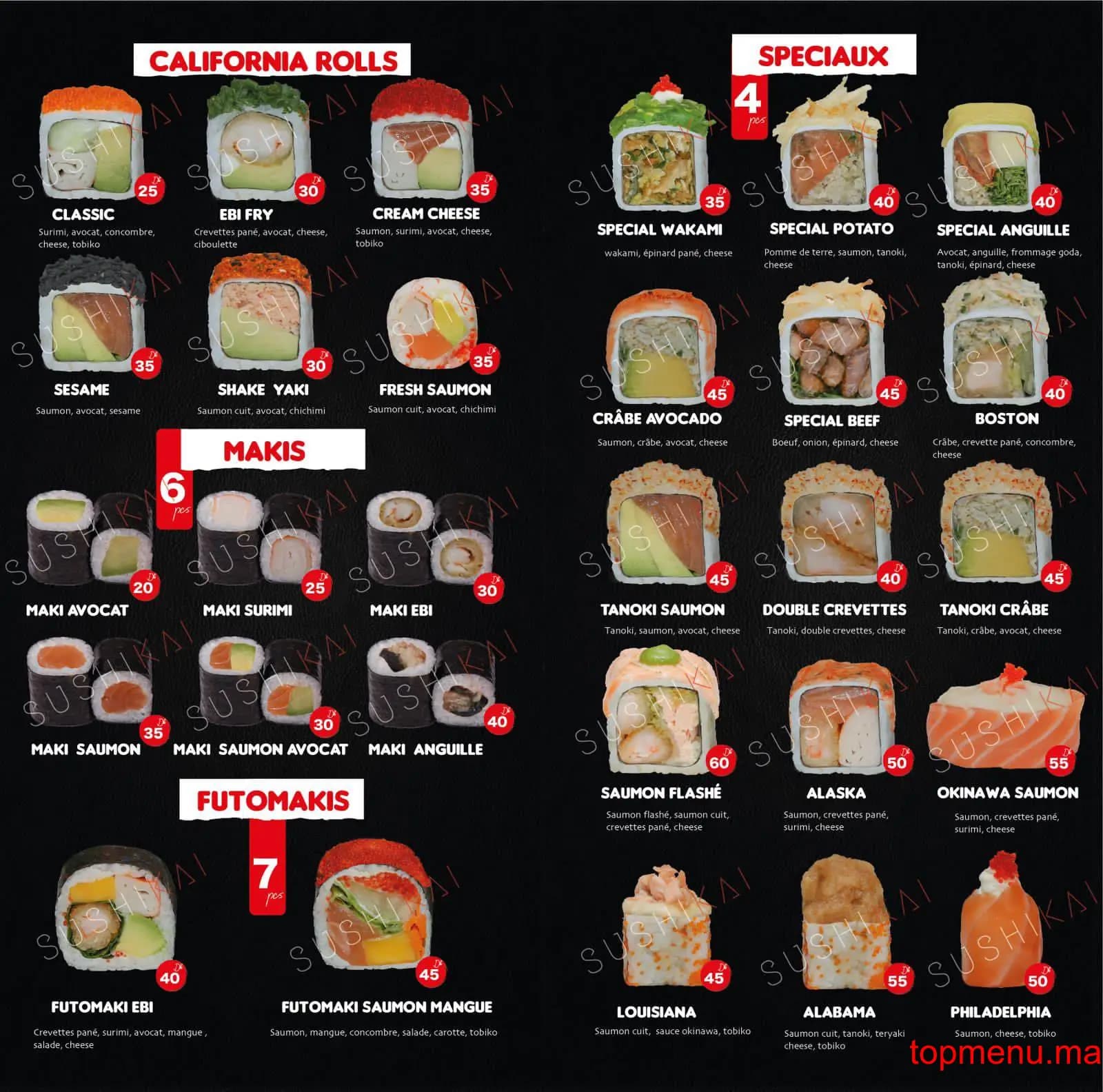 Restaurant Sushikai menu page 2 Sushikai menu page 2