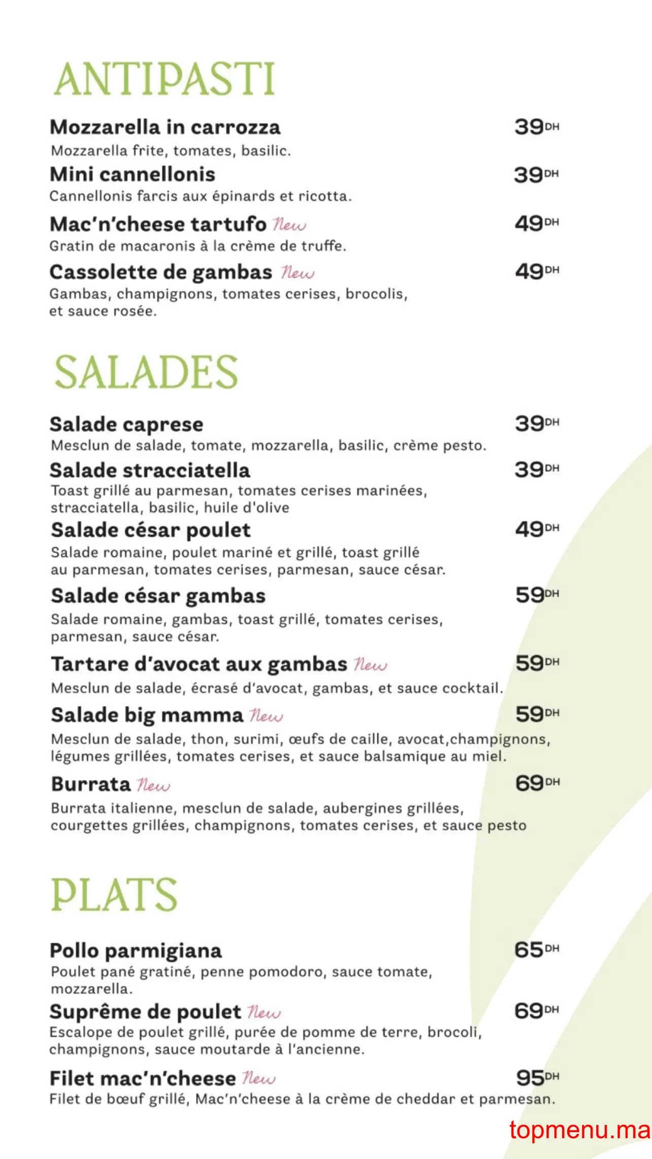 Restaurant Little Mamma menu page 1 Little Mamma menu page 1