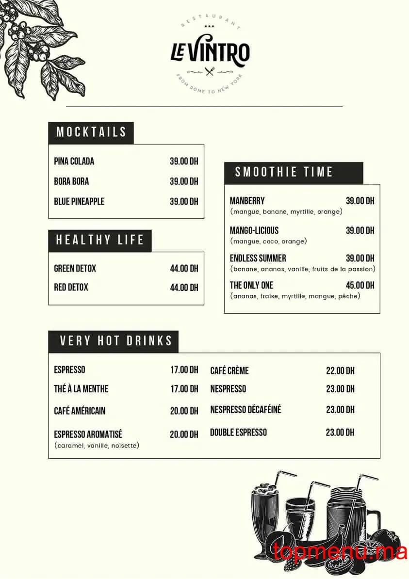 Restaurant Le vintro menu page 3 Le vintro menu page 3