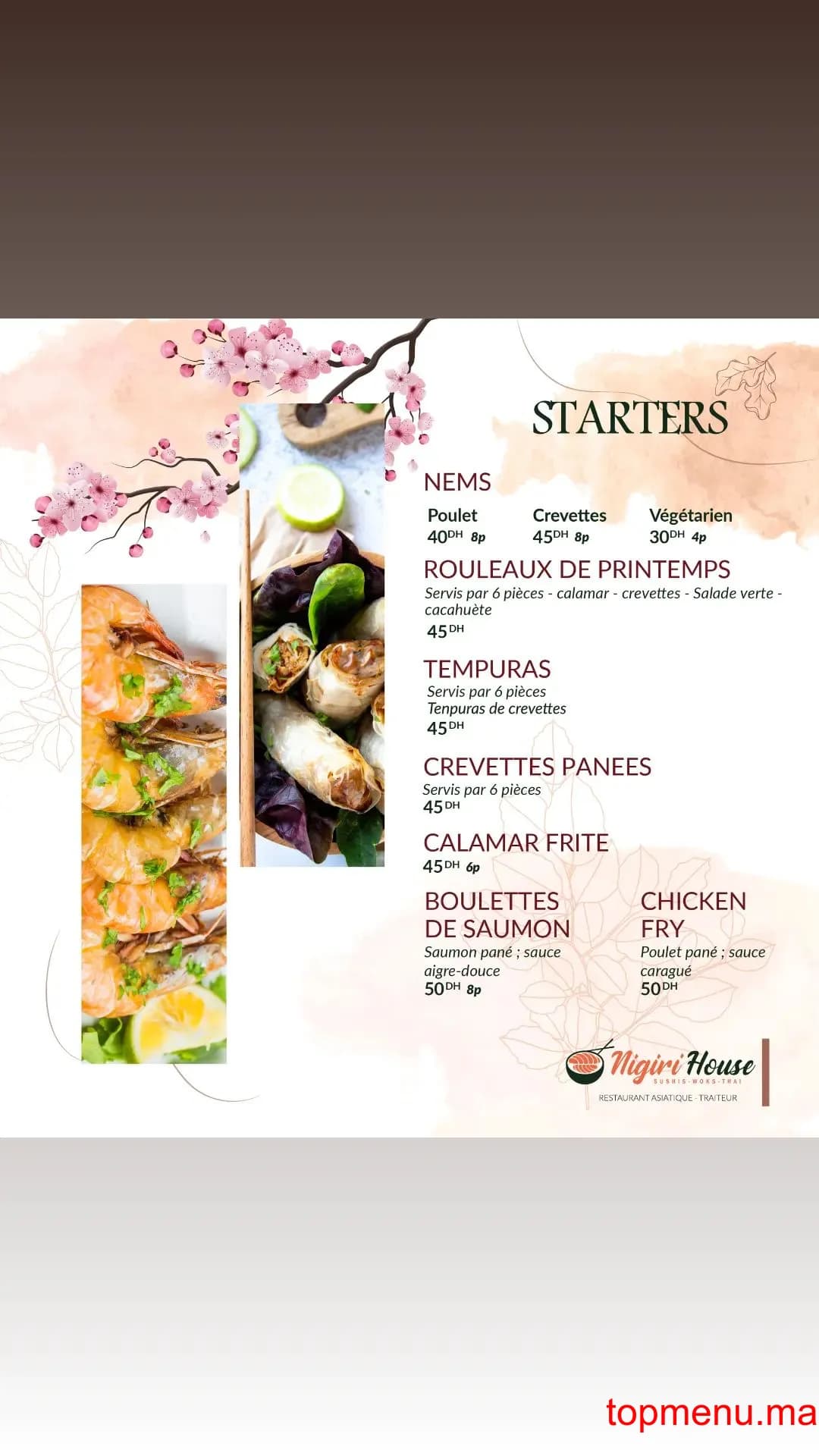 Restaurant Nigiri House Saidia Marina menu page 1 Nigiri House Saidia Marina menu page 1