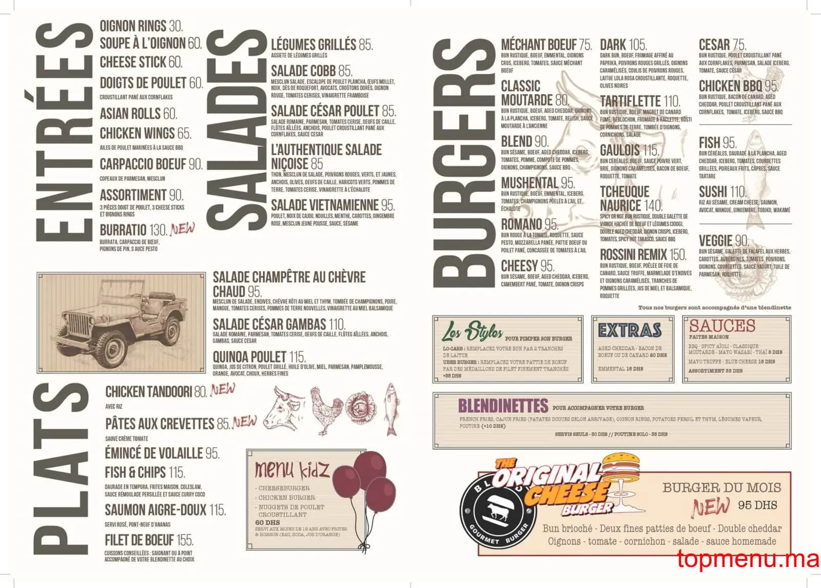 Restaurant Blend Gourmet Burger menu page 1 Blend Gourmet Burger menu page 1