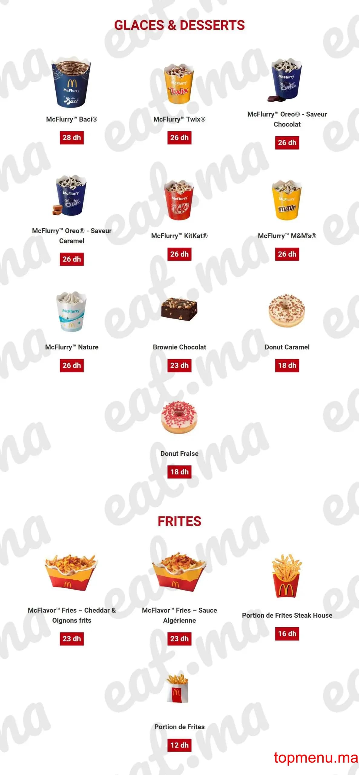 Restaurant McDonald’s Rabat Ville menu page 6 McDonald’s Rabat Ville menu page 6