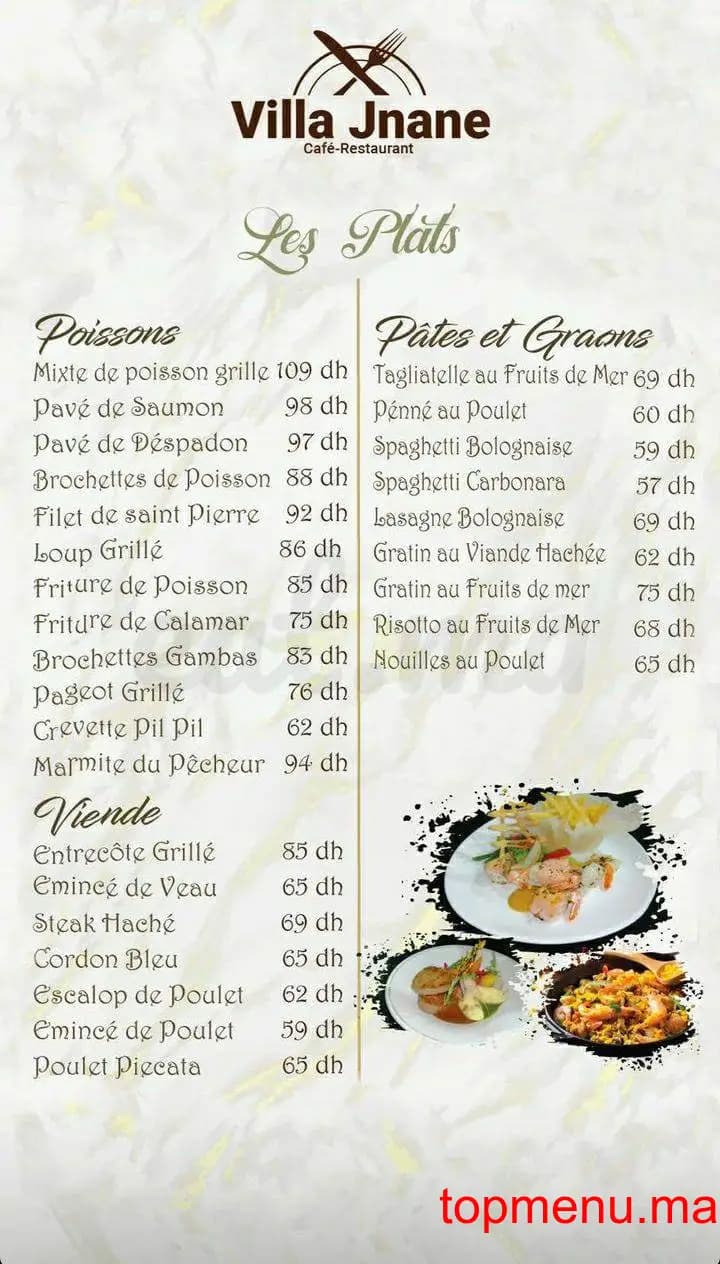Restaurant VILLA JNANE menu page 4 VILLA JNANE menu page 4