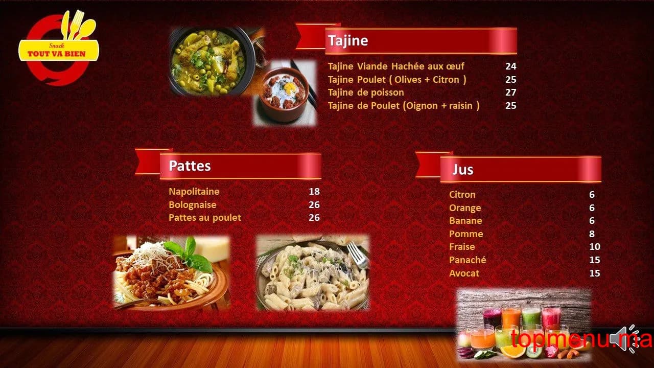 Restaurant Tout Va Bien menu page 3 Tout Va Bien menu page 3