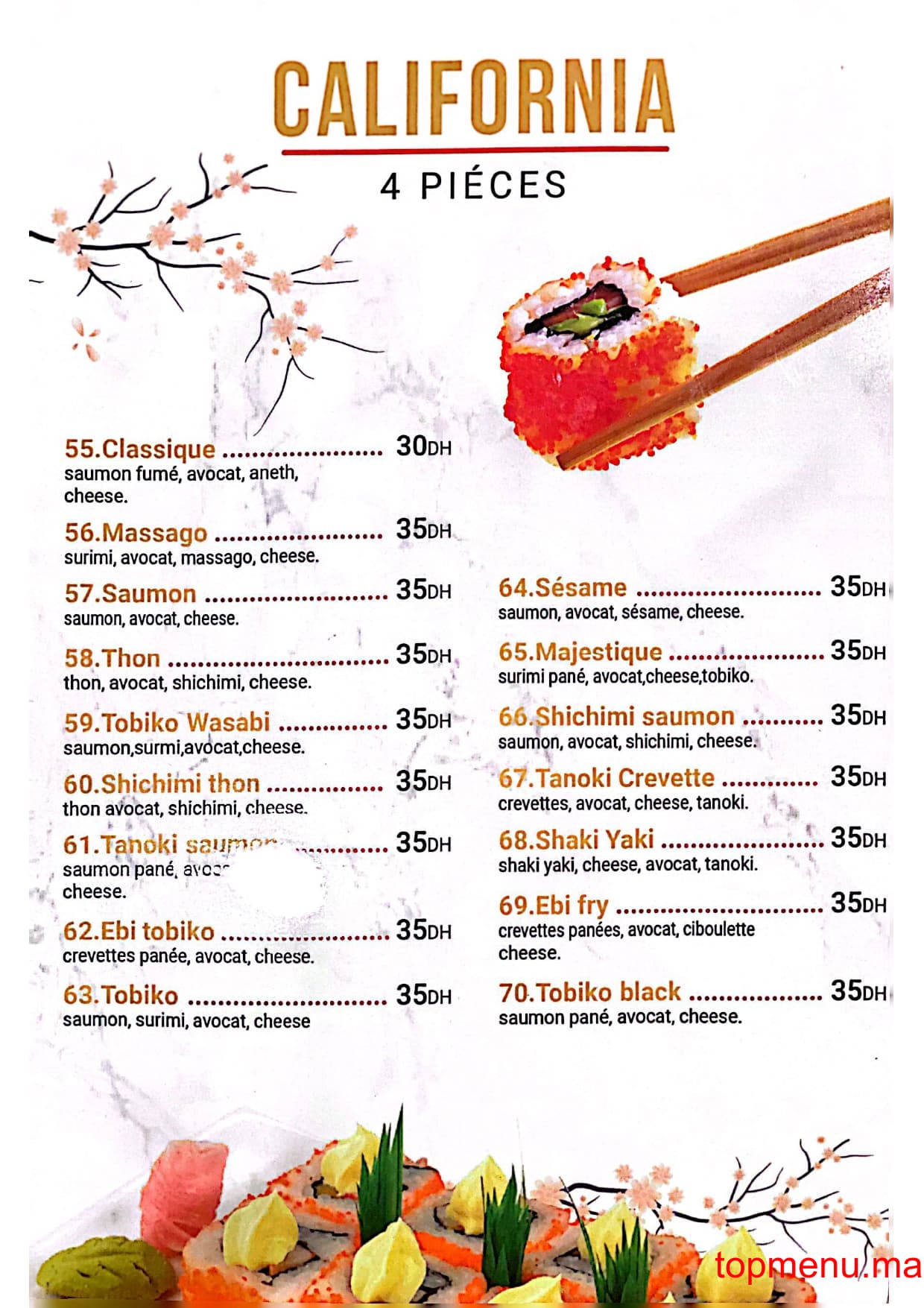 Restaurant Maya sushi menu page 12 Maya sushi menu page 12