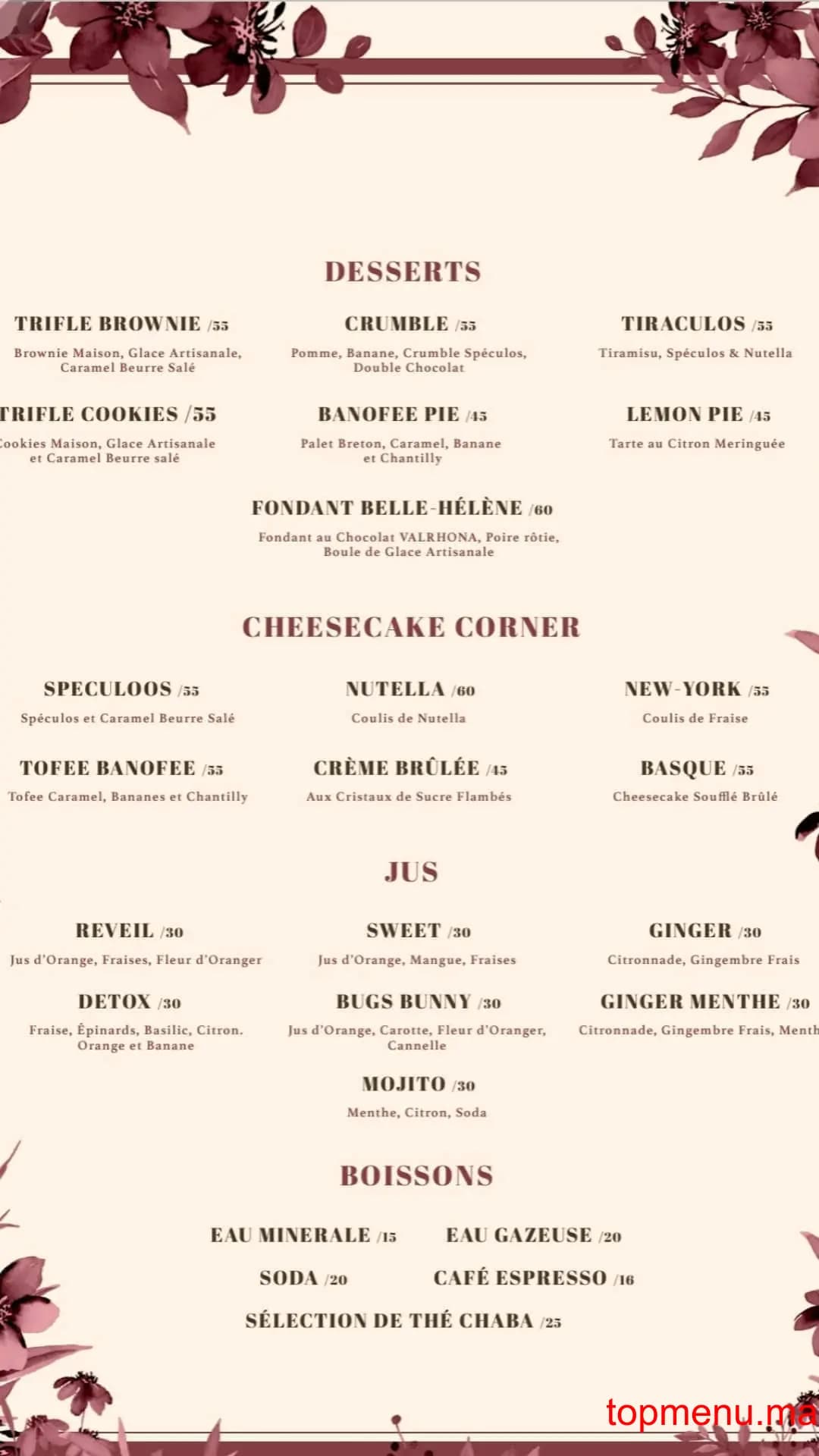 Restaurant Eat néocantine menu page 2 Eat néocantine menu page 2