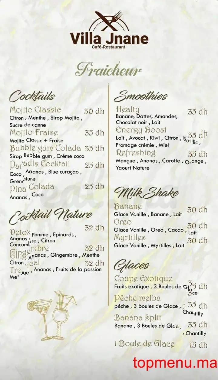 Restaurant VILLA JNANE menu page 5 VILLA JNANE menu page 5
