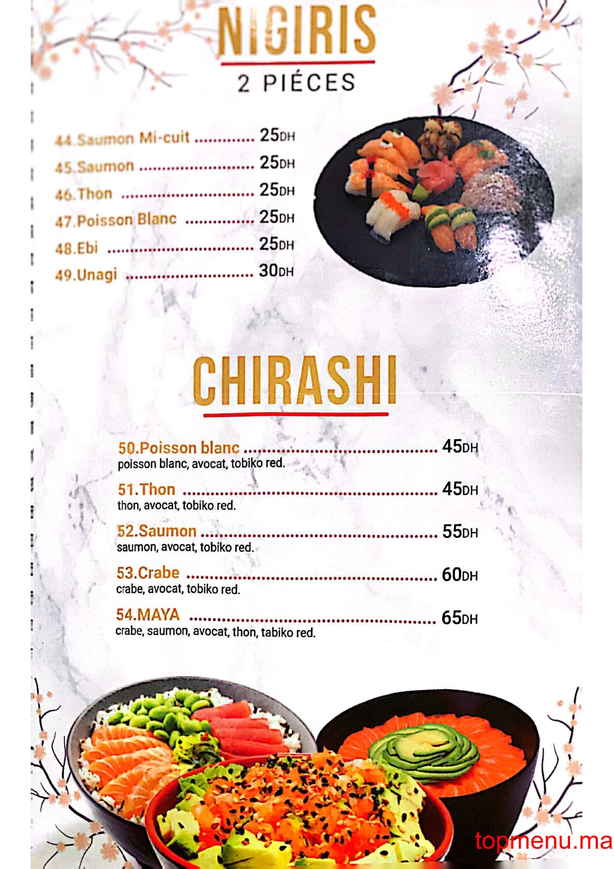 Restaurant Maya sushi menu page 13 Maya sushi menu page 13