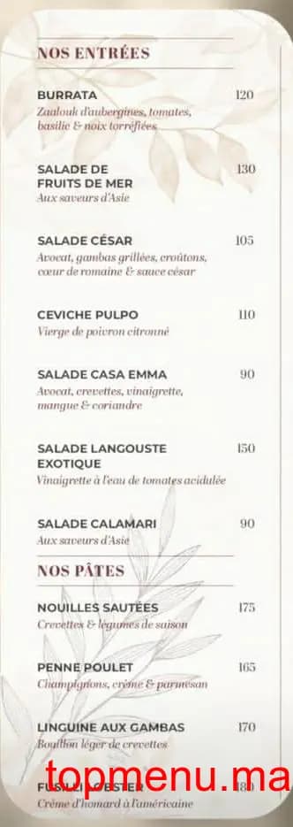 Restaurant Lounge Casa Emma menu page 5 Lounge Casa Emma menu page 5
