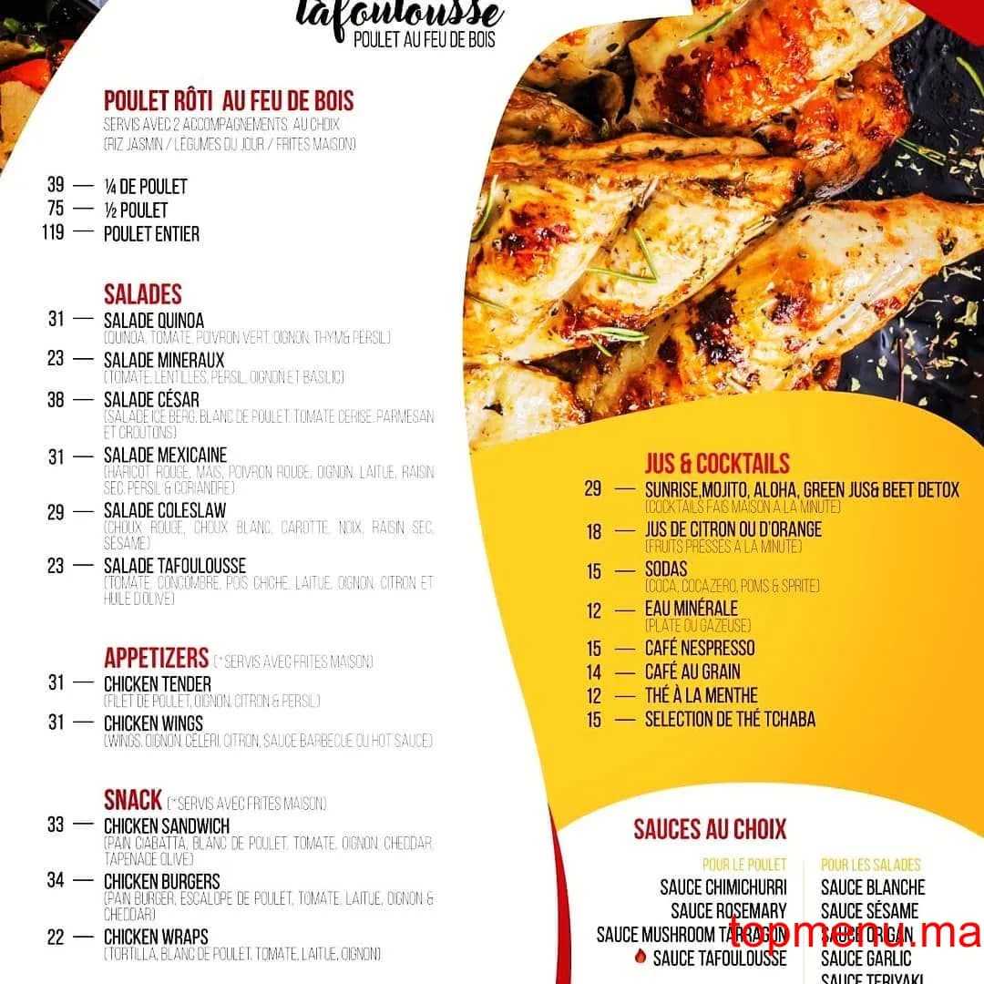 Restaurant Tafoulousse menu page 1 Tafoulousse menu page 1