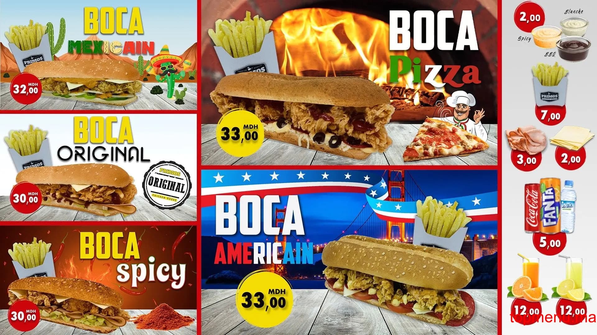 Restaurant Primos – Agdal menu page 2 Primos – Agdal menu page 2