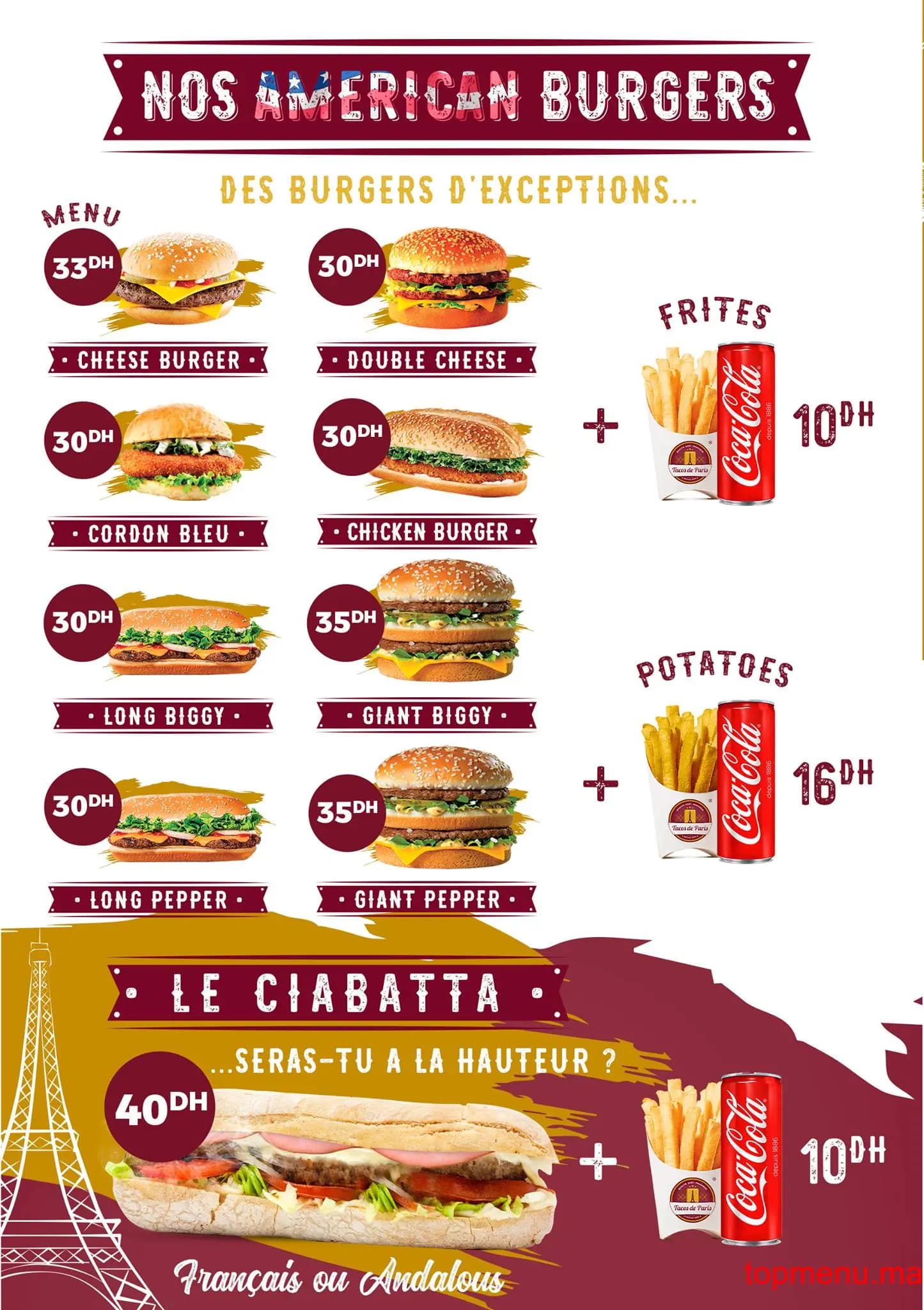 Restaurant Tacos de Paris menu page 3 Tacos de Paris menu page 3