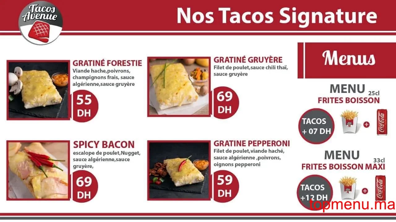 Restaurant Tacos Avenue menu page 3 Tacos Avenue menu page 3